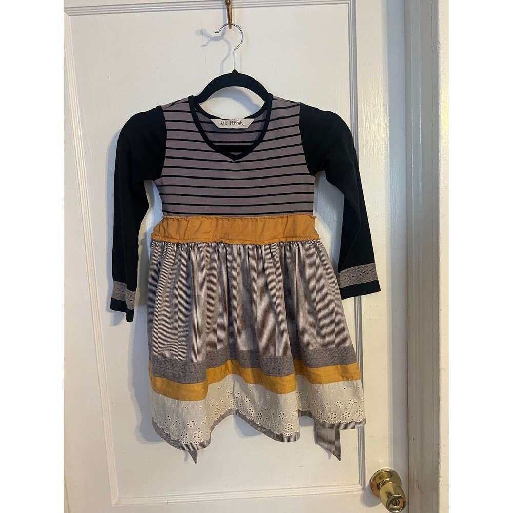 Jak & Peppar Railroad Love me not Tunic Long sleeve dress Size 6 Mixed media